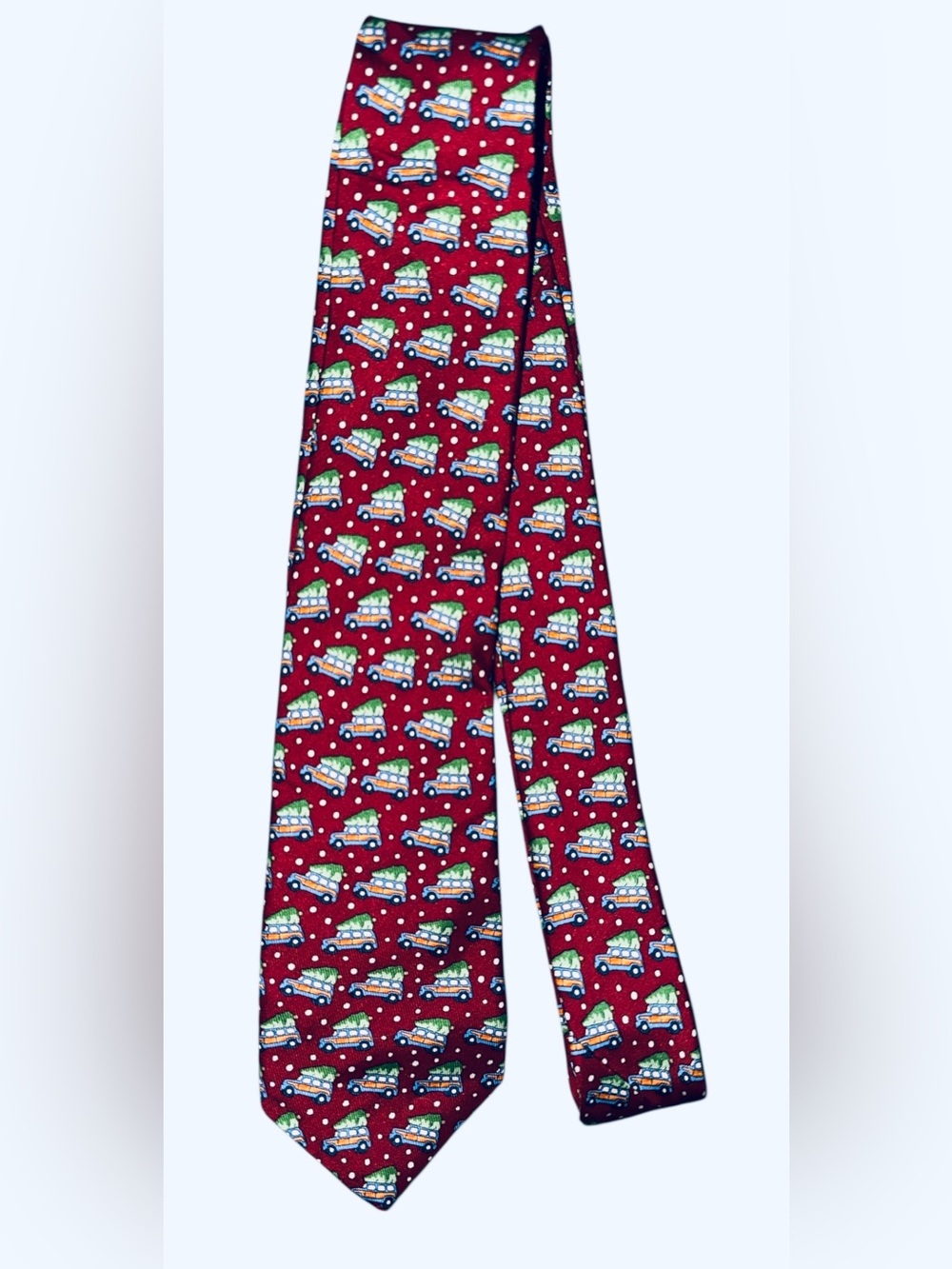 Vineyard Vines boys Red Mini truck & Christmas Tree Pattern Tie